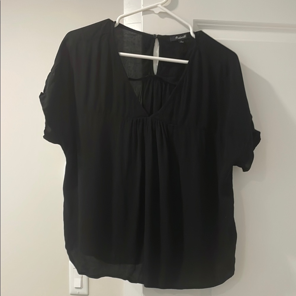 Madewell Black Blouse with Short Sleeves